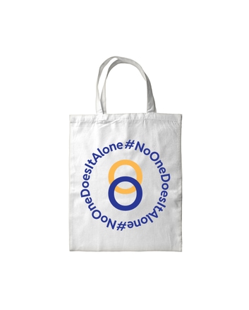 No One Does It Alone with Ionic Tote Bag- White